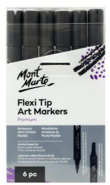 Mont Marte Flex Tip Markers Grey Tone 6pc
