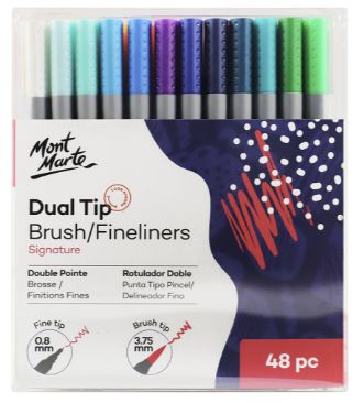 Mont Marte Dual Tip Brush/Fineliner 48pc
