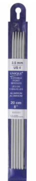 Double Point Knitting Needles 8" Aluminum - 3.5mm