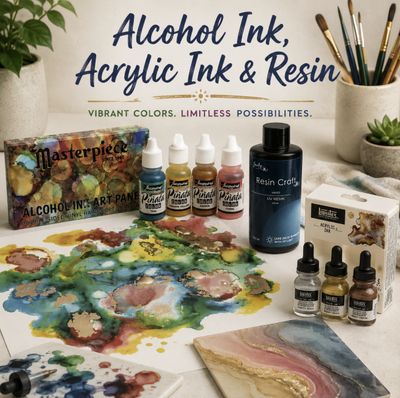 Alcohol Ink , Acrylic Ink and Resin