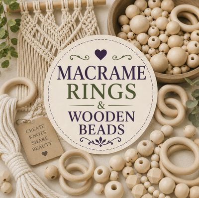 Macrame Rings and Wooden Beads