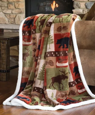 Patchwork Lodge Plush Throw