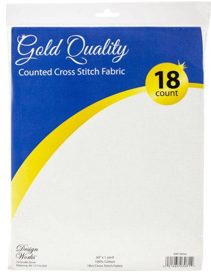 Aida 18 Count 60"x1yrd Gold Quality White