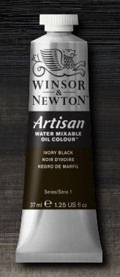 Windsor Artisan Water Mixable Oil Color- 37ml - Ivory Black