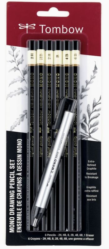 Tombow Drawing Pencil &amp; Eraser Set 7pc