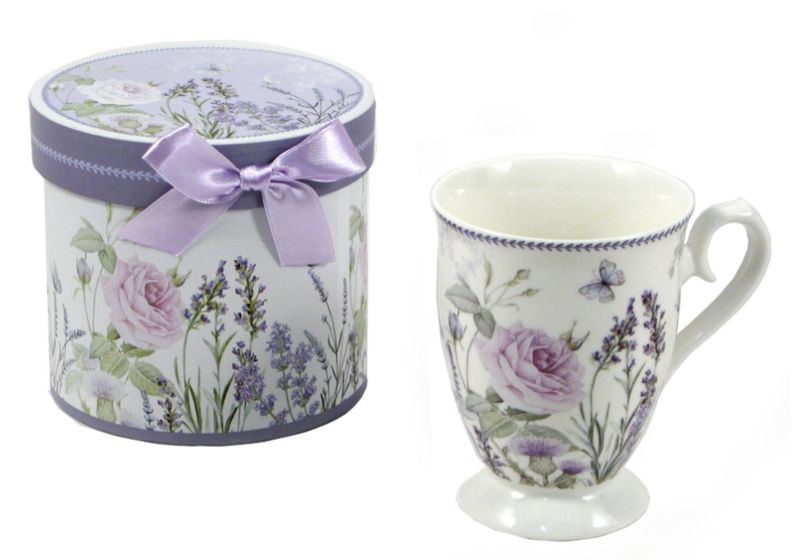 Boxed Mug Purple Flowers
