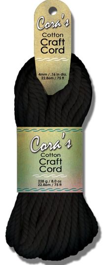 Cora's Craft Cord - Black - 4mm