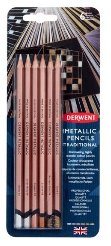 Derwent Metallic Pencils Traditional 6pc