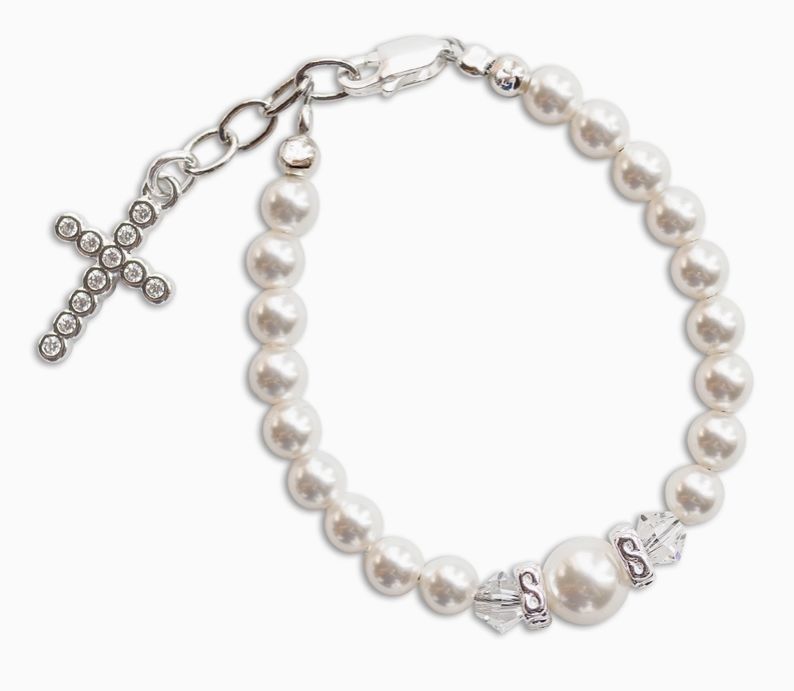 Cherished Moments - Pearl Cross Bracelet 1-5 yr