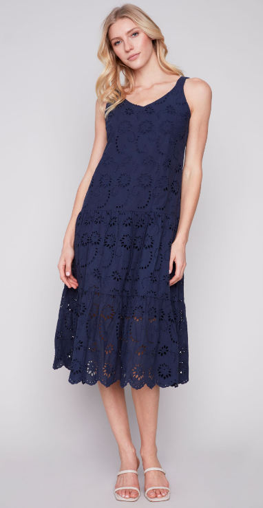 Navy Lined Maxi Dress
