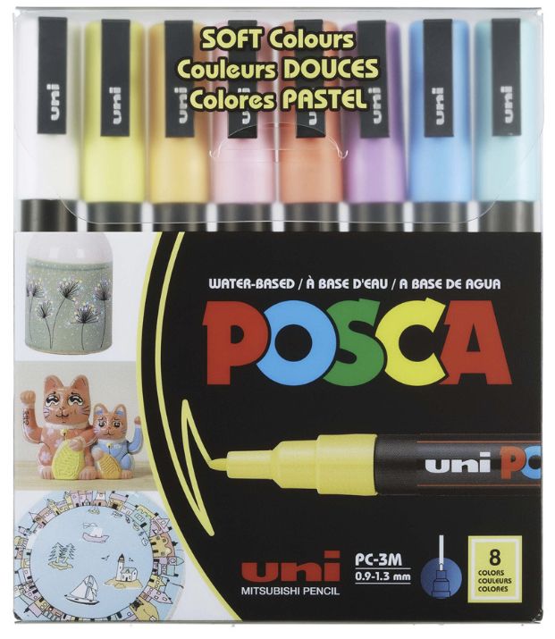 POSCA 8pk Fine Soft Colors