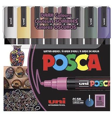 POSCA 8pk Medium Dark Colors