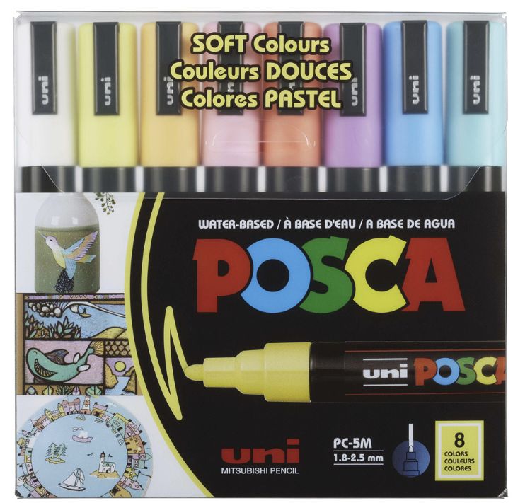 POSCA 8pk Medium Soft Colors