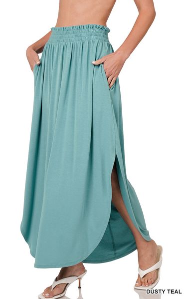 Pocketed Teal Maxi Skirt
