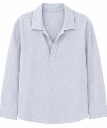 Blue Half Button Top