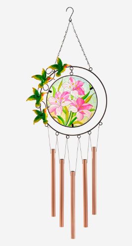 Round Glass Hummingbird Chime