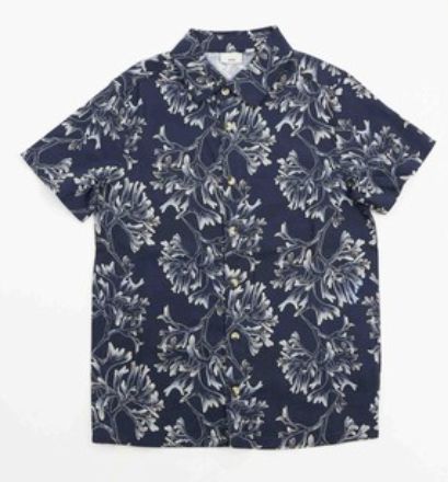 MID Navy Coral Button Shirt