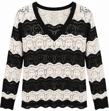 Crochet Swirl Stripe Sweater