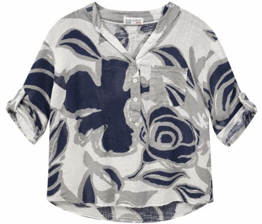 Bella Navy Print Viscose Top
