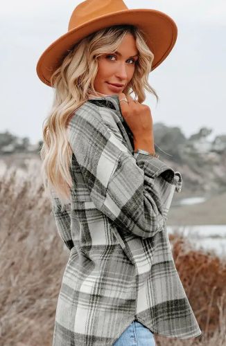 Lovesoft Grey Plaid Shacket