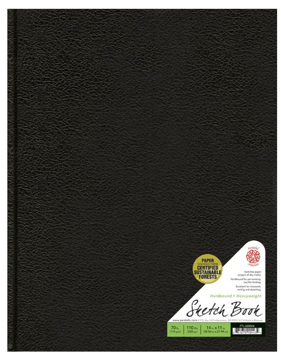 Pentalic Hard Cover Sketch Book 14x11 110 Sheet
