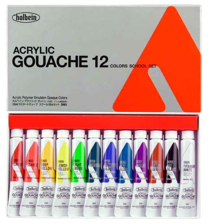 Holbein Acrylic Gouache 12pc 12ml