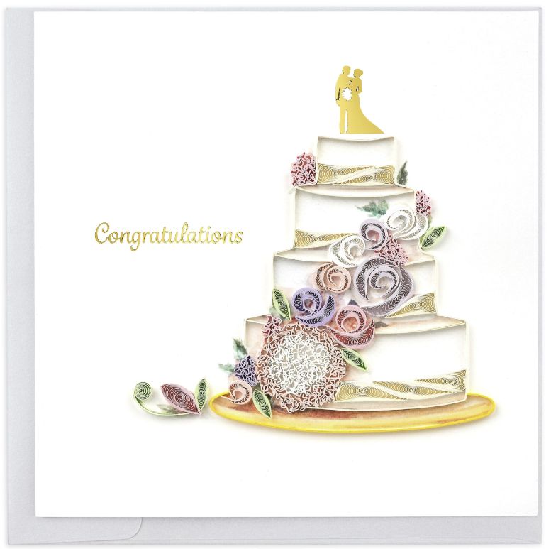 Quilling Card -  Floral Wedding Cake
