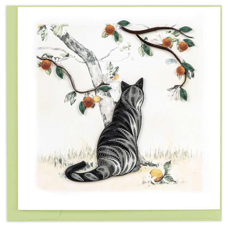 Quilling Card -  Cat &amp; Orange Branch