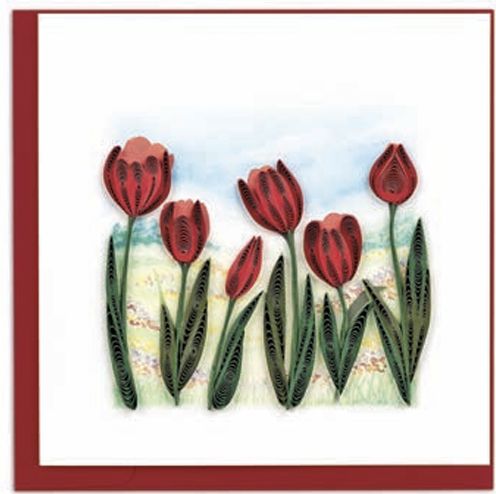 Quilling Card -  Red Tulip Field