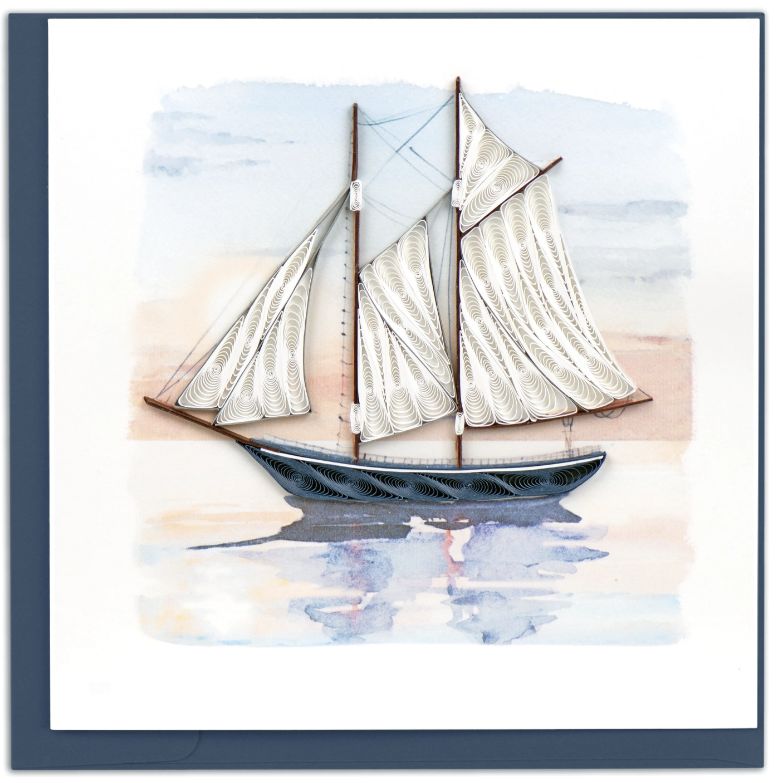 Quilling Card -  Schooner at Sunset