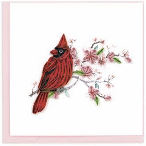 Quilling Card -  Cardinal and Cherry Blossom