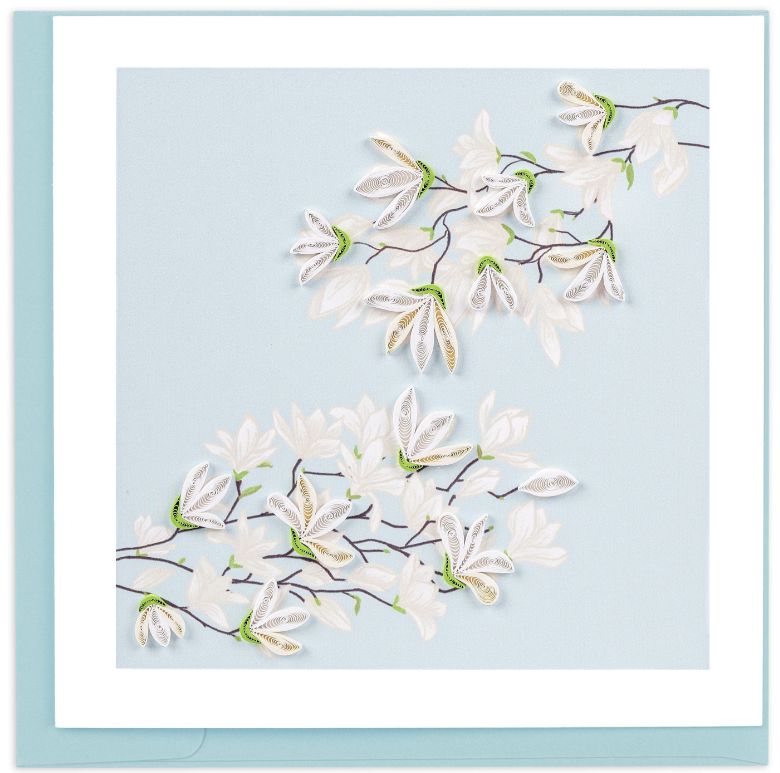Quilling Card -  White Magnolia Branch