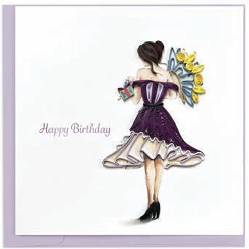 Quilling Card -  Birthday Woman with Bouquet