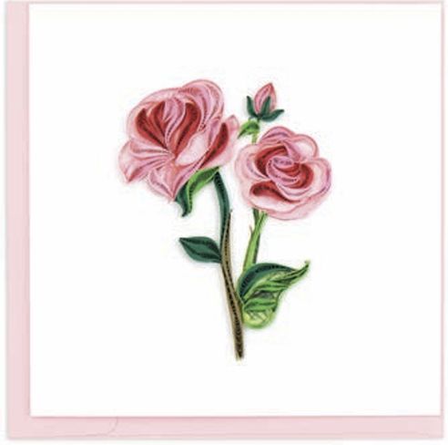 Quilling Card -  Long Stem Pink Roses