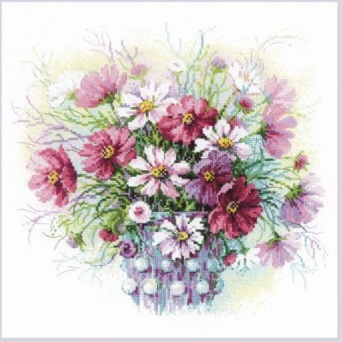 Riolis Cross-Stitch Kit Watercolor Cosmos
