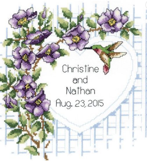 Janlynn Cross-Stitch Kit Garden Trellis Wedding Announcement