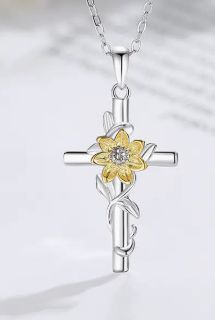 Sunflower Cross Necklace