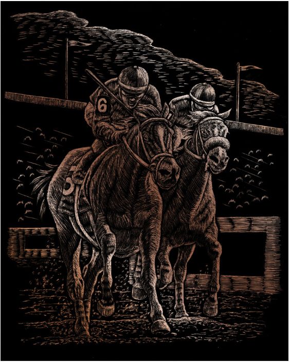 Engraving Art Horse Race