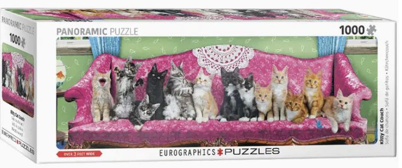 Panoramic Puzzle 1000pc - Kitty Cat Couch