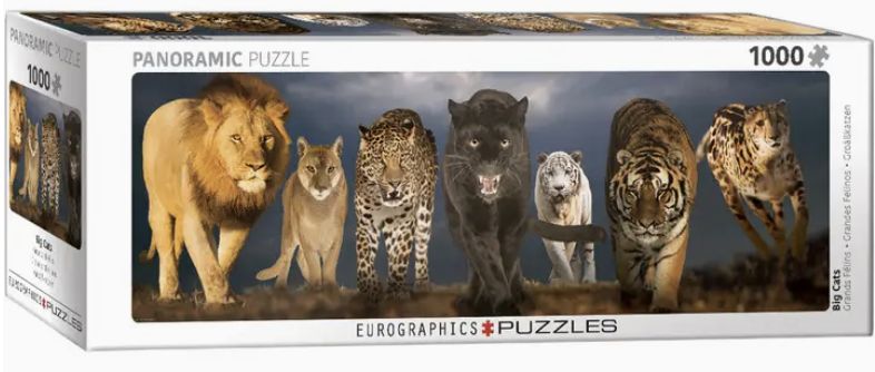 Panoramic Puzzle 1000pc - Big Cats
