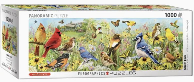 Panoramic Puzzle 1000pc - Garden Birds