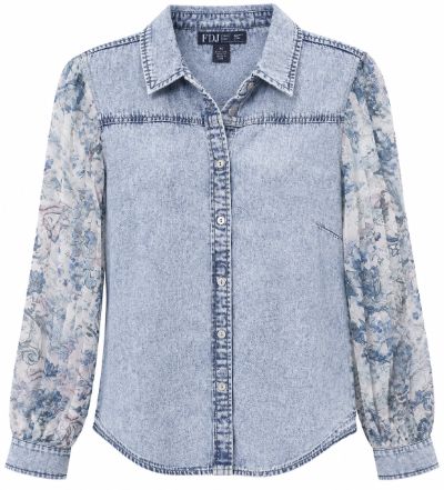 FDJ Pleated Chambray Top