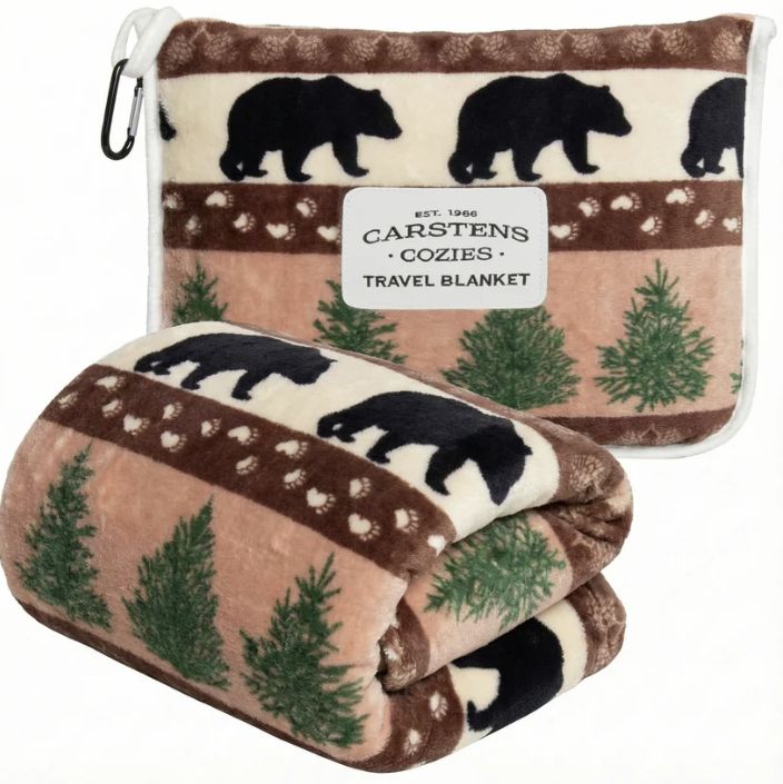 Prints and Pinecones Travel Blanket