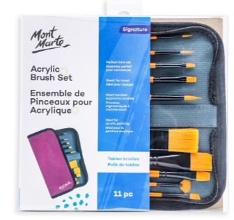 Mont Marte Signature Acrylic Taklon Brush Set in Wallet 11pc