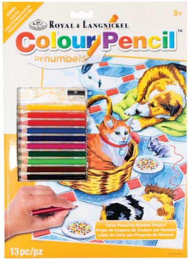 Color Pencil by Number - Family Pets