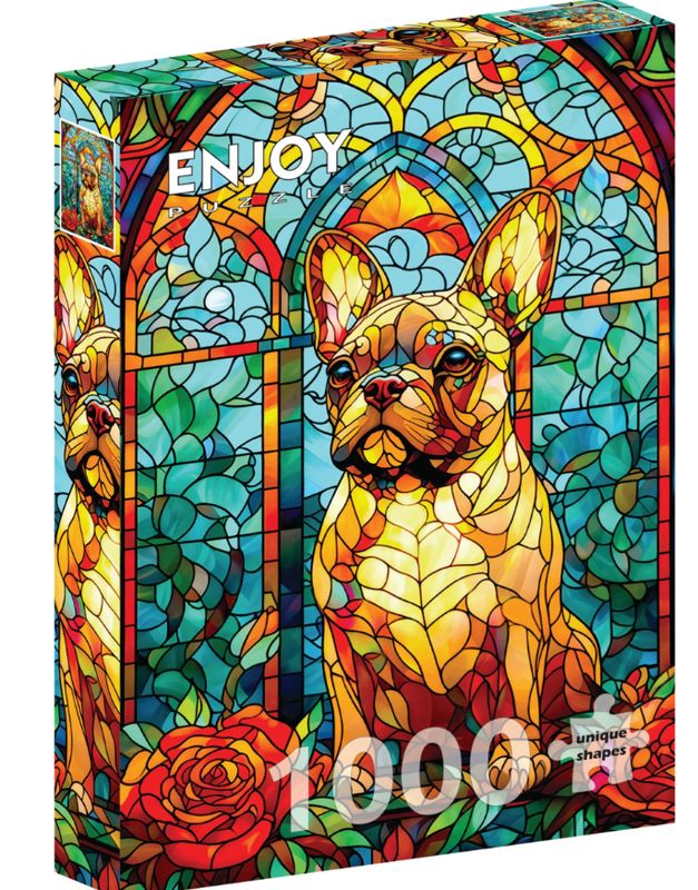 1000pc French Bulldog Stained Glass