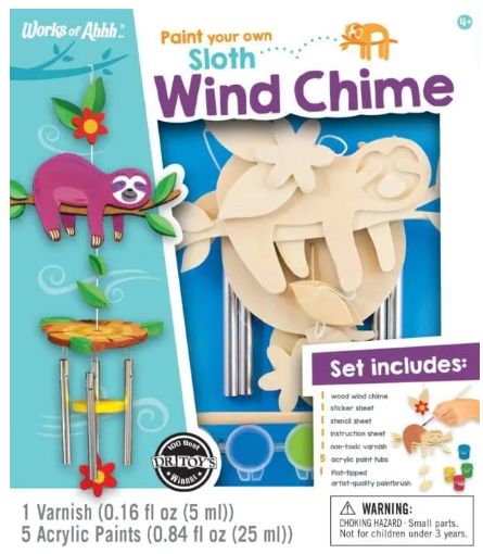 Wooden Paint Your Own Kit - Sloth Wind Chime