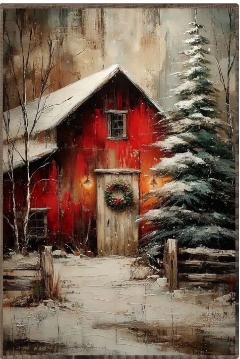 LHH Red Barn with Wreath