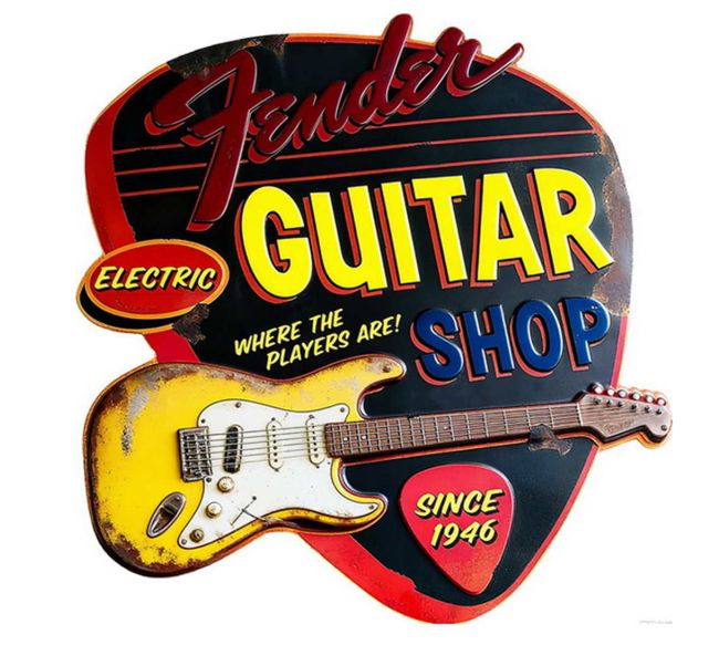 Embossed Fender Sign