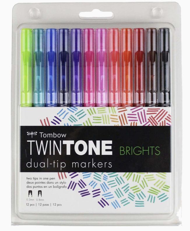 Tombow TwinTone Marker Set - Brights 12pk